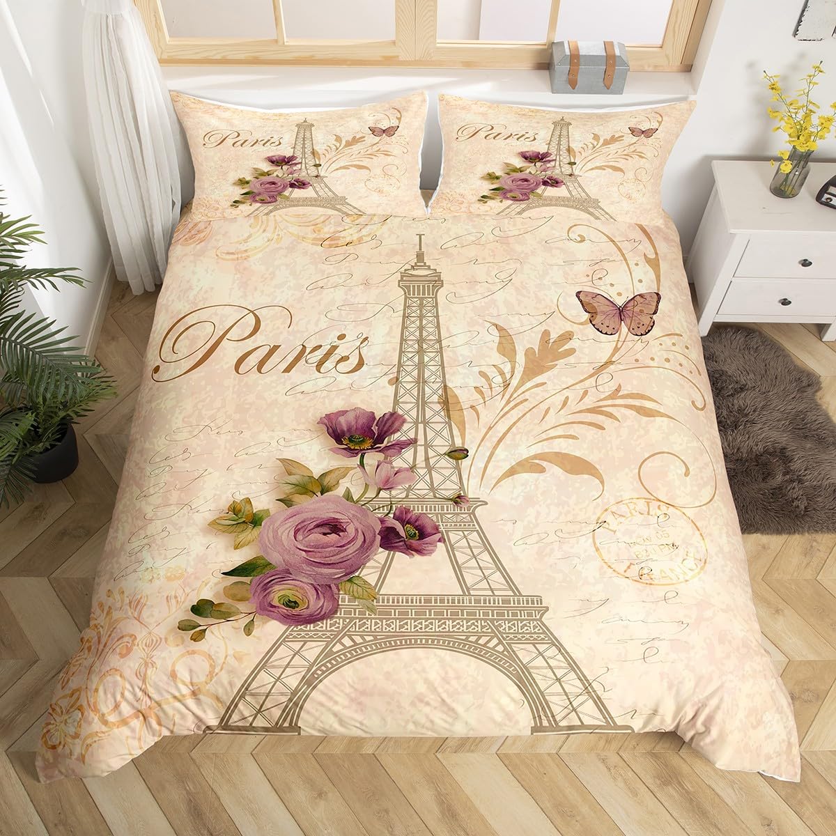 

Eifel Tower Soft Duvet Cover Twin Quen Romantic Paris Warm Comforter Cover 3pcs Sexy Red Lips Kis Marks Beding Set For Young Girls Adult Peoples 120*200cm Single