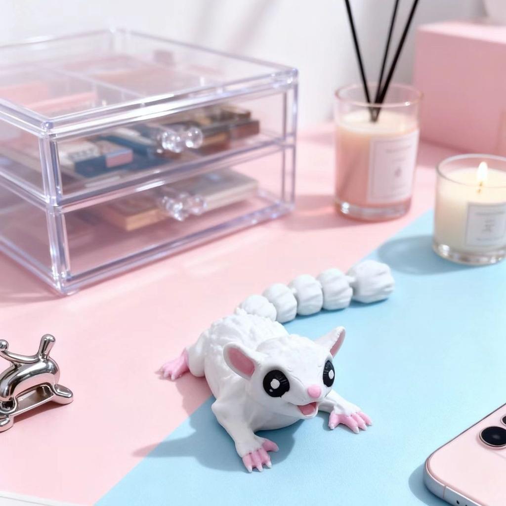 Articulated Mouse Figurine 3D Printed, Cute Movable Joints Toy for Desk Decor and Creative Gift for Collectors