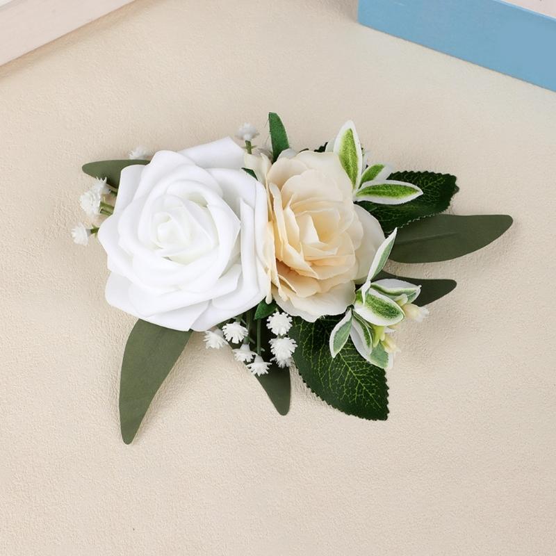 2PCS Silk Flower Wedding Cake Decoration Craft Boutonniere Project Making Supply Artificial Flower for Bride Ceremony