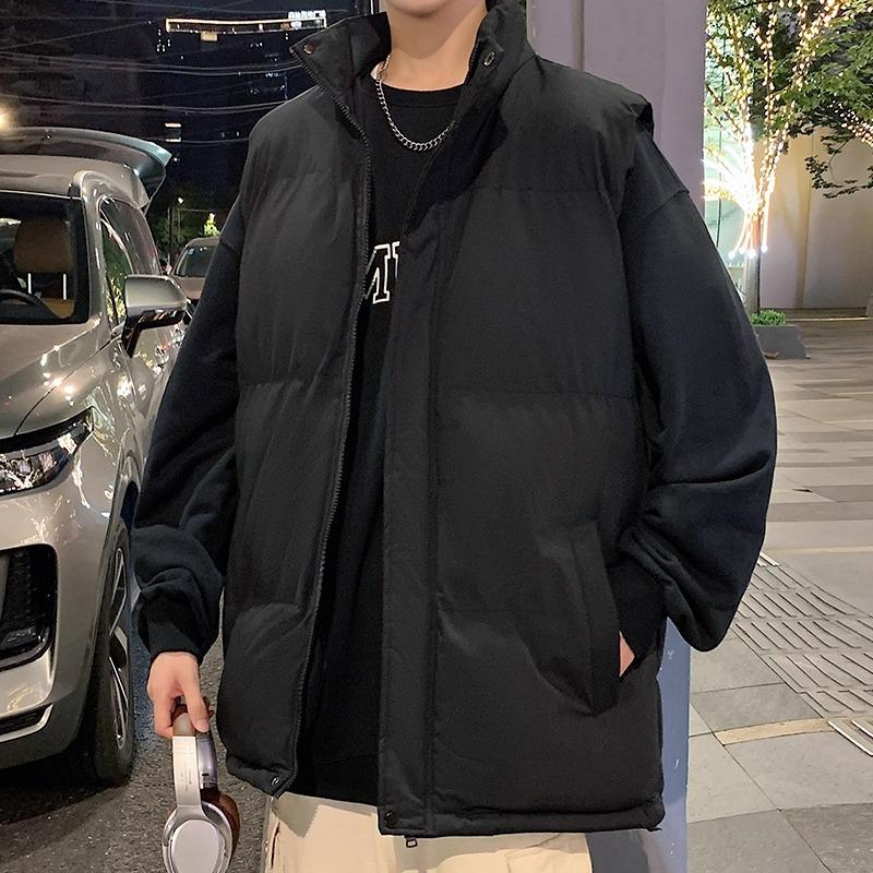 

Men s Solid Color Padded Stand Collar Vest for Autumn/Winter L чорний