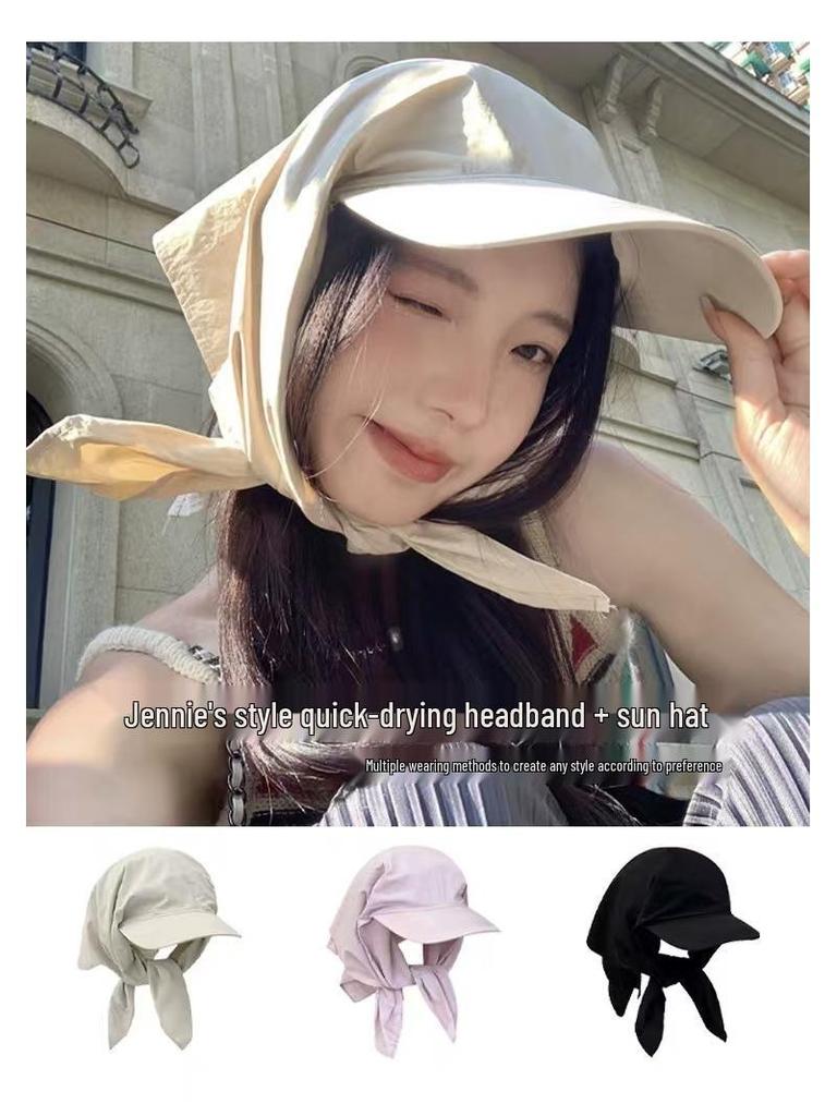 Unisex Quick-Dry Headband Sun Hat with Letter Print