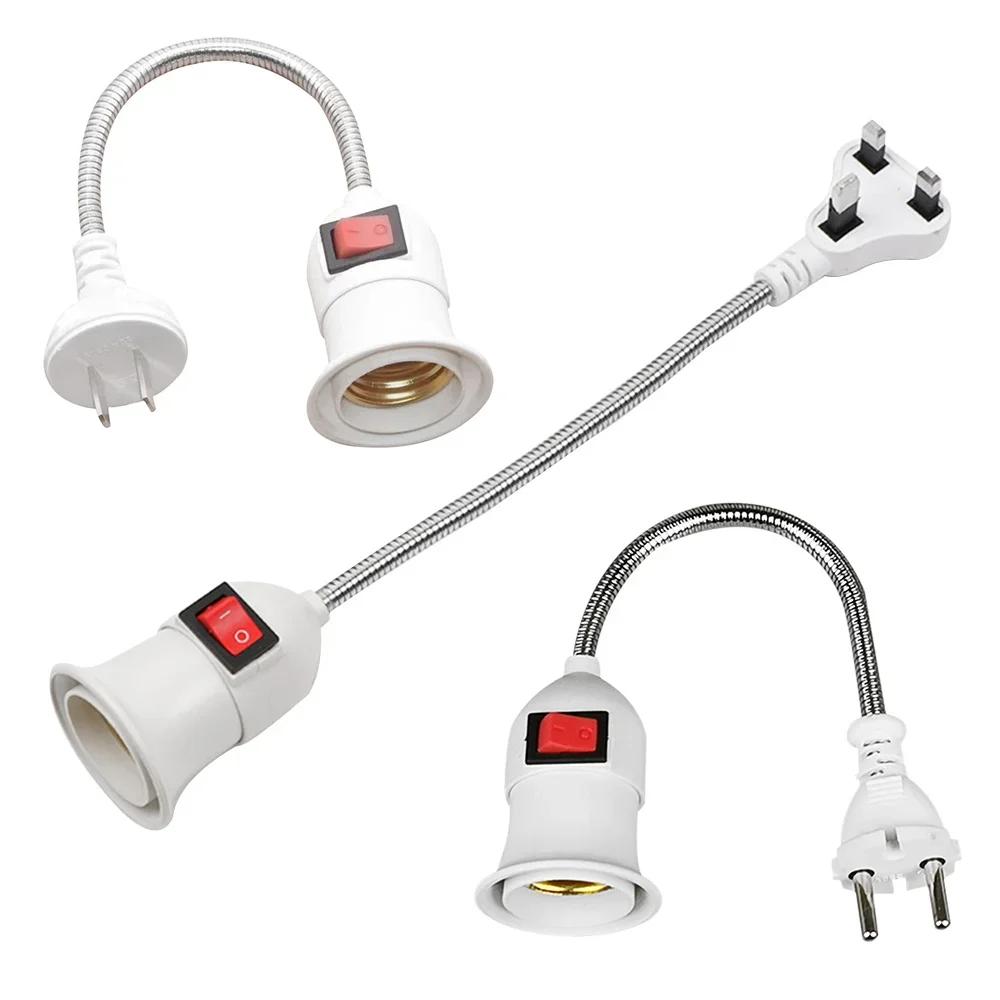 Direct plug swivel lamp head lamp mouth E27 large screw lamp holder type universal hose with switch