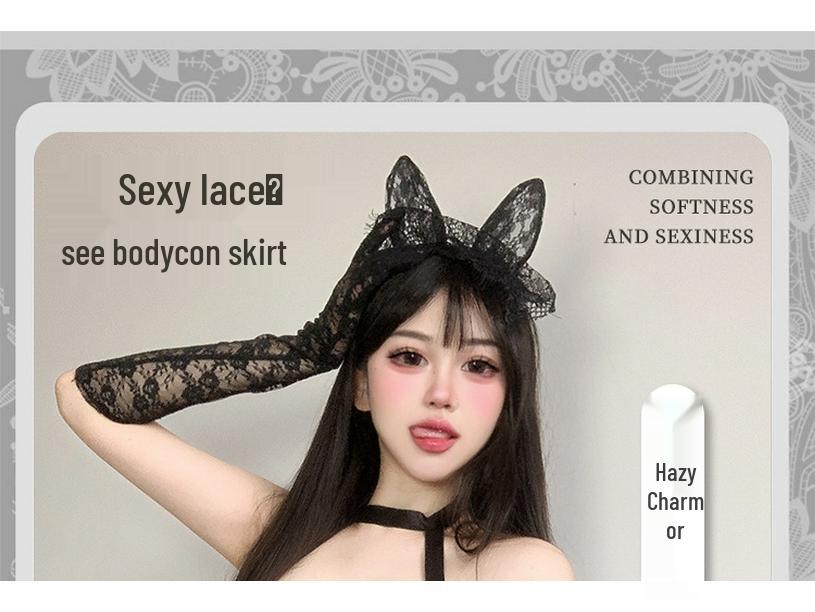 Pure Desire Lace See-Through Halterneck Sensual Lingerie Bodysuit Set for Role Play