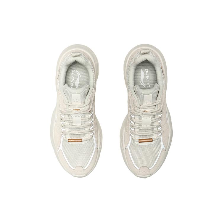 New LiNing Moonchaser Cushioning Anti Slip Wear Resistant Breathability Low Top Sports Casual Shoes Women's White AGLQ248-1