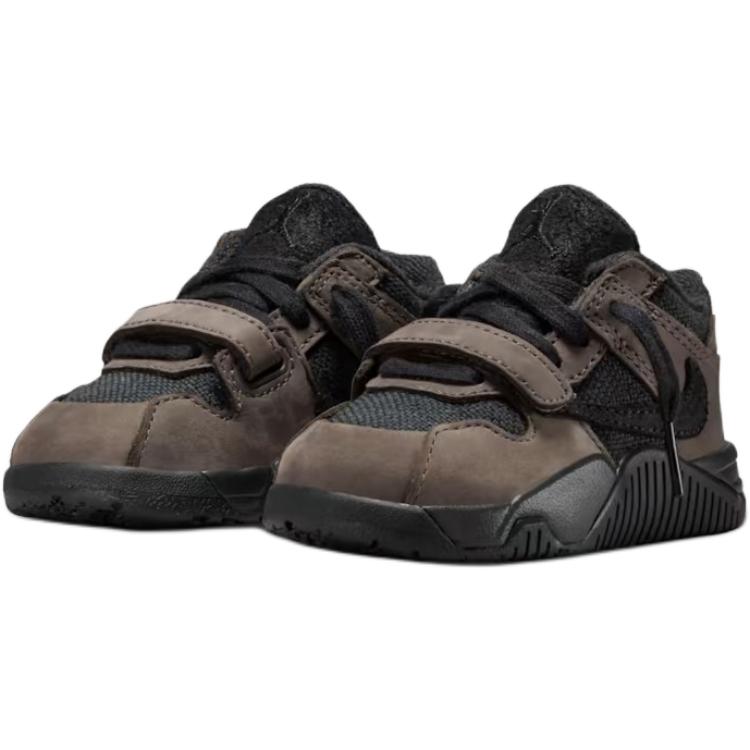 Travis Scott x Jordan Jumpman Jack Rutschfest Abriebfest Niedrig geschnittene Kleinkindschuhe Schwarz Braun FJ2852-204