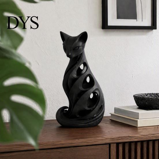 Decorative Figurines for Living Room 3D Printed Spiral Cat Figurine, Hollow Modern Abstract Sculpture Small Table Decor Coffee Desk Shelf, Minimalist