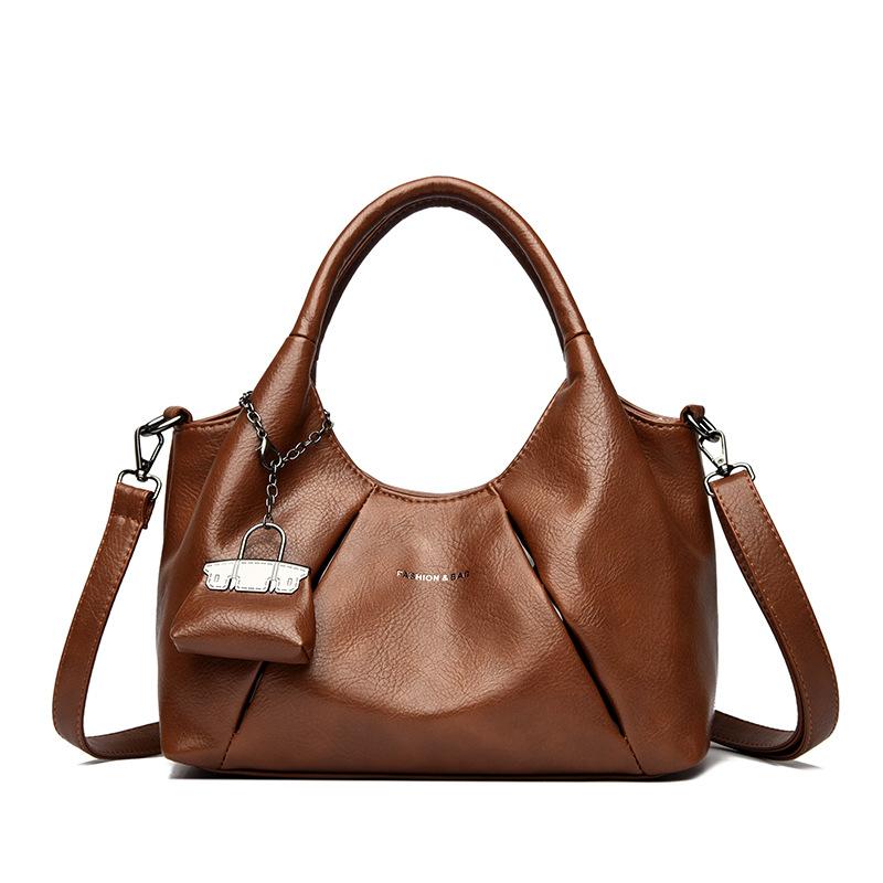 

Трендовая одноплечевая сумка, Модная и универсальная сумка-тоут, Простая сумочка коричневый/жёлтый