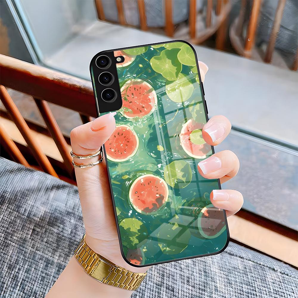 

Cartoon Fruit Watermelon Phone Case For Samsung A25 A13 A33 5G A54 A36 A35 A56 A52 A14 Shockproof Glass Cover Samsung A14