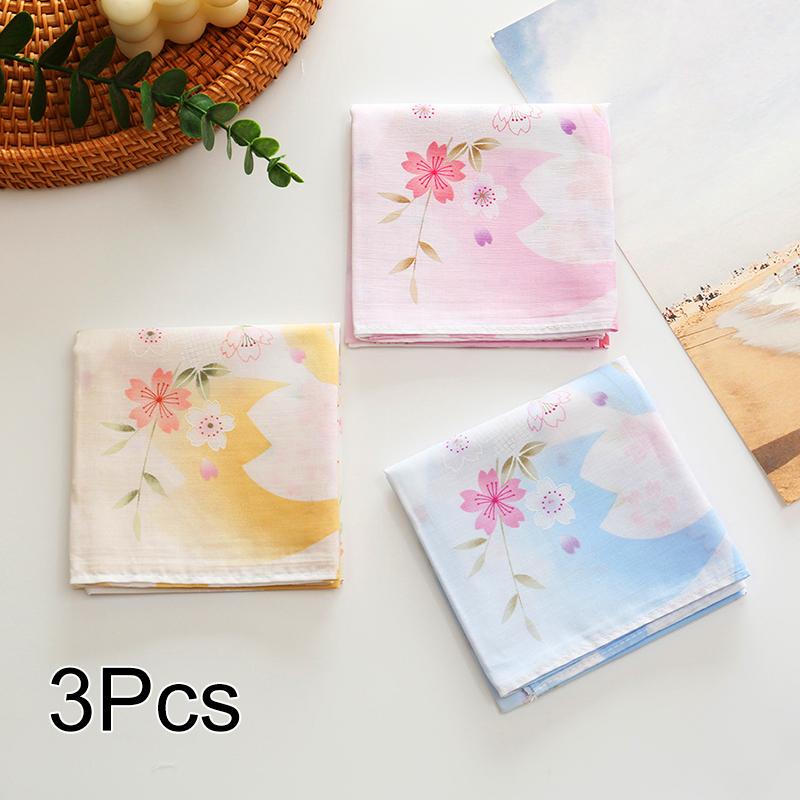 3Pcs/Pack Hand Towel Bandannas 43x43CM Japanese Style Cotton Women Wedding Party Ladies' Cherry Blossom Handkerchiefs