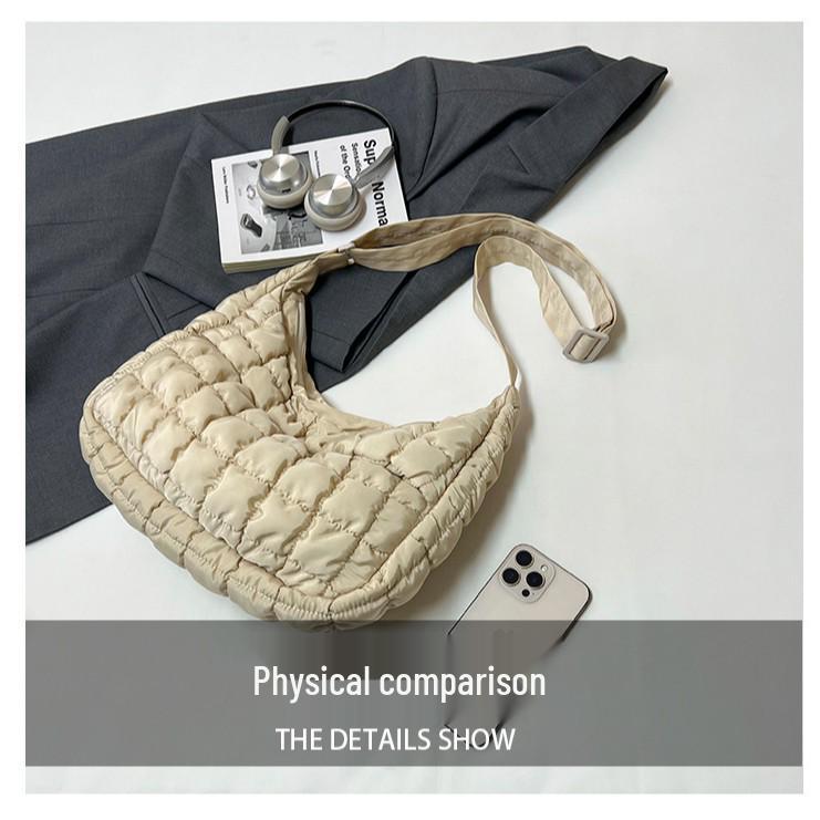 Korean Style Niche Dumpling Bag: Fashionable Cotton Pleated Crossbody Shoulder Bag for Women