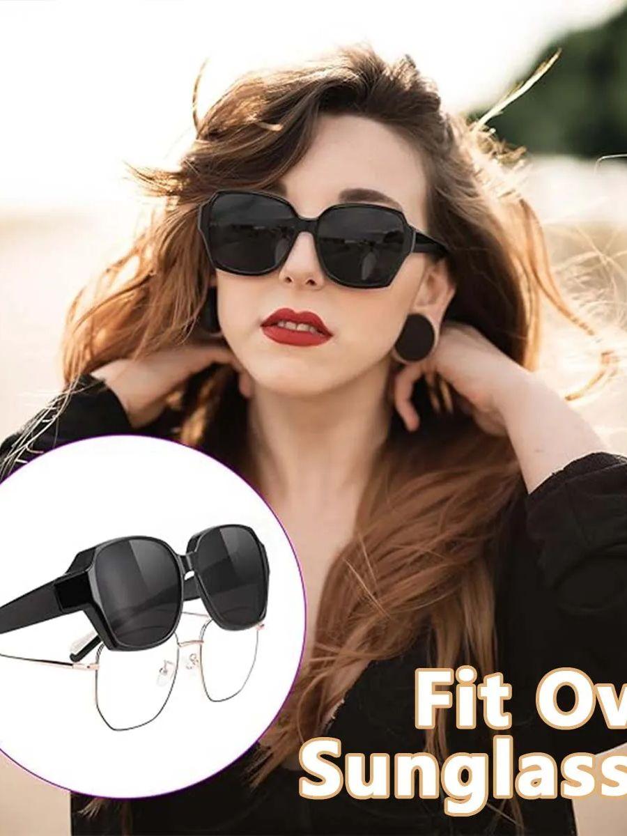 

1PC Wraparound Fitover Glasses Wear Over Sunglasses for Men Women UV Protection Sun Glasses T01 чёрный