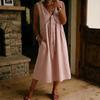 2026 New Women's Solid Color Lace Decorated Sleeveless Dress V-neck Casual Dress
