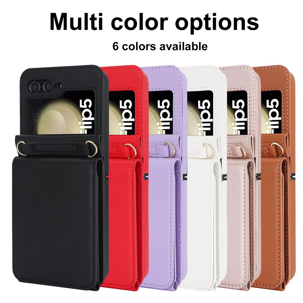 Applicable to Samsung Zflip5 bracket organ crossbody wallet case zflip4 niche multi-card mirror all-inclusive anti-drop case