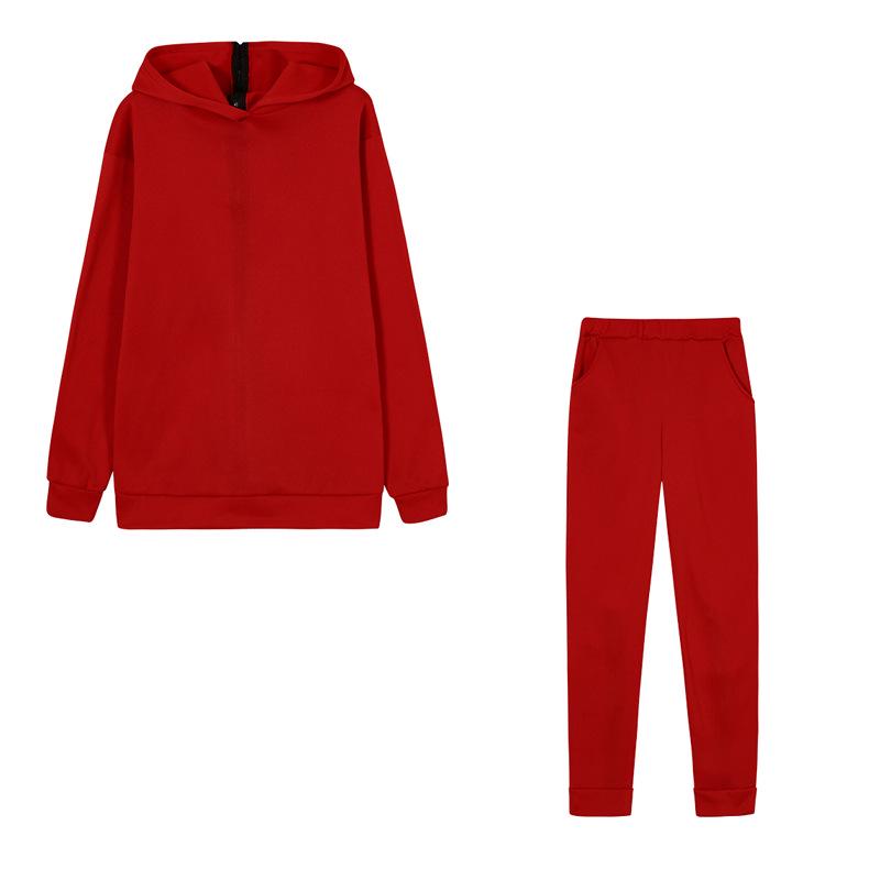 

Женский европейский и американский модный комплект: Двусторонняя толстовка на молнии свободного кроя с принтом букв + длинные брюки Large