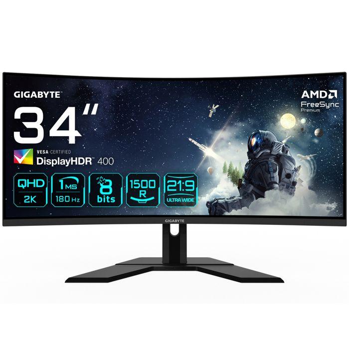Spillskjerm - GIGABYTE - G34WQCP - 34" Buet - WQHD 3440 x 1440 - 180Hz 1ms FreeSync Premium