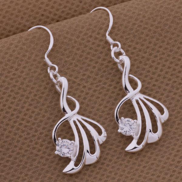 925 Sterling Silver Plated Korean Style Rhinestone Stud Earrings Jewelry