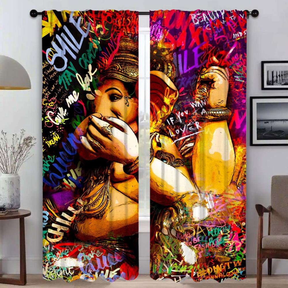 Islam Curtains for Living Room Curtain Halloween Decoration Partition Tulle for Bedroom Shades Home Interior Curtains 2 Pieces