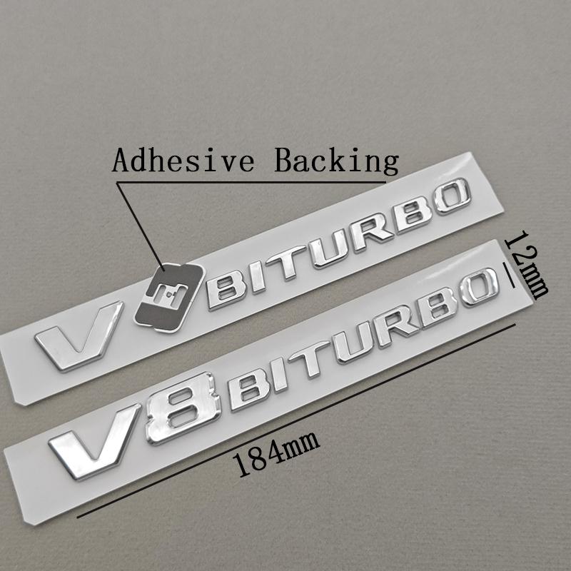 2pcs 3D ABS Car Letter Logo V8 BITURBO Sticker Fender Side Badge Emblem Decal For Mercedes Benz G63 S63 C63 E63 C63S Accessories