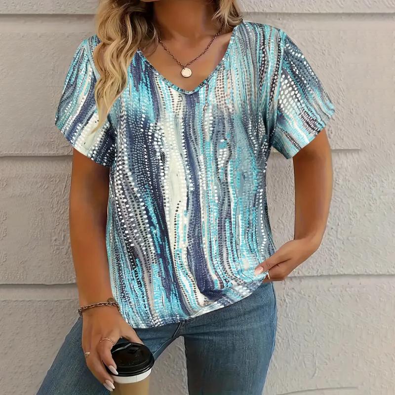 Tricou de damă vintage cu imprimeu grafic Vară ocazional cu decolteu în V Tricouri cu mânecă scurtă Moda pentru femei în aer liber Oversize Oversize