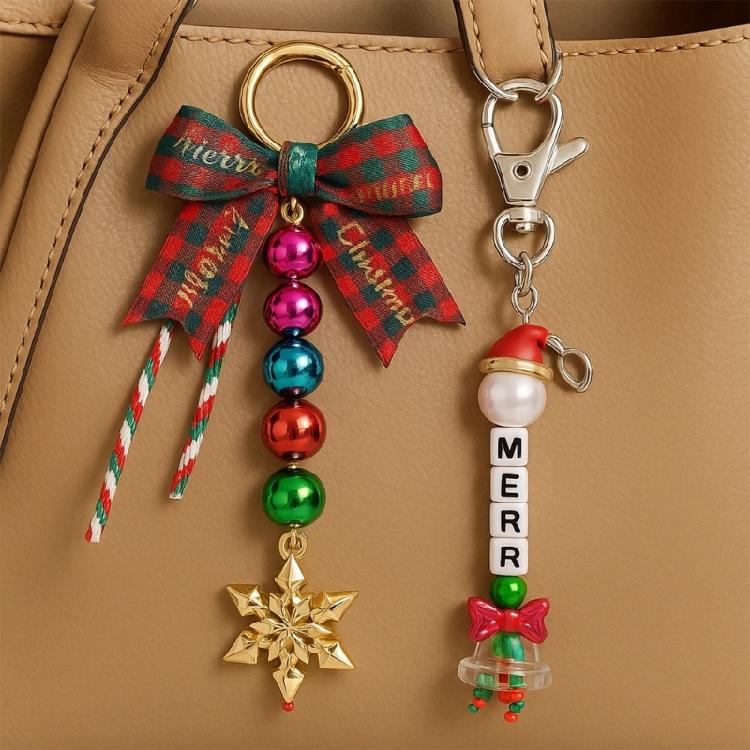 Merry Christmas Key Fob With Glitter Details Premium Resin Craftsmanship Christmas Car Decoration For Festive Styling