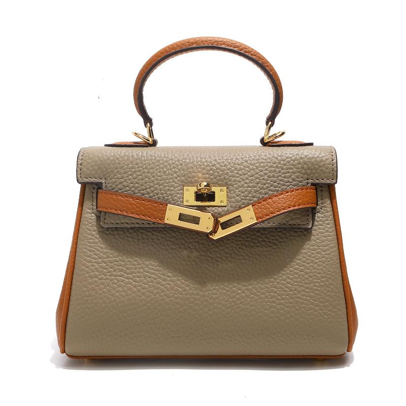 Top Layer Cowhide Mini Crossbody Bag 2025 New Single Shoulder Color Blocked Bag Genuine Leather Women's Bag