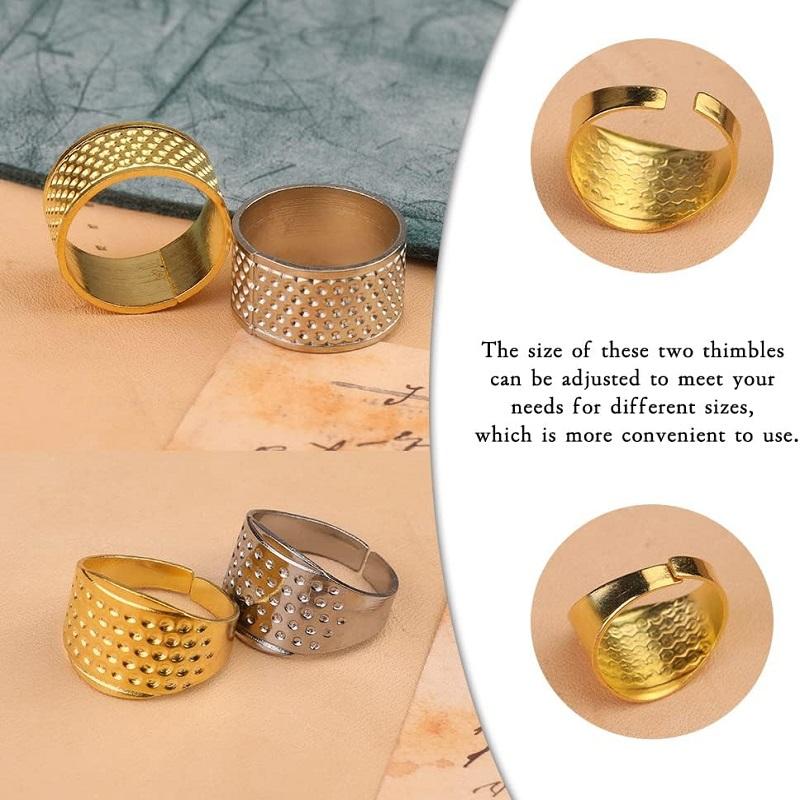 BUDDUR Vintage Hand-working Thimble Kit With Finger-cot And Adjustable Metal Finger Shield Ring For Sewing DIY Handmade Craft