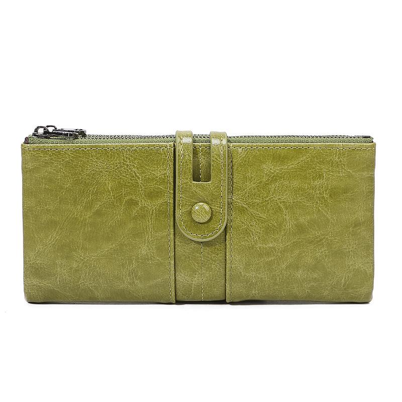 

Women s Anti-Magnetic Waxed Leather Vintage Clutch PU Multi-Functional Long Wallet 20 * 10 * 3cm чорний