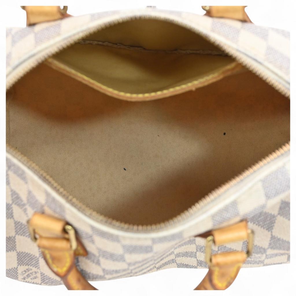 Auth LOUIS VUITTON Damier Azur Speedy 25 Boston Bag Handbag PVC N41371 lv5557nj