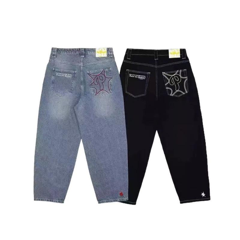 Hip Hop Printed Straight Leg Casual Denim Jeans For Men And Women