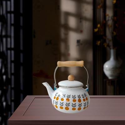Enamel Tea Kettle Coffee Pot 2.5L Decorative Teapot with Handle Porcelain Water for