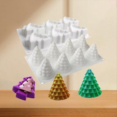 1 pièce nouveau moule à mousse silicone arbre de Noël 8 cavités 6 cavités moule à chocolat pin et cyprès moule décoration de gâteau moule bougie parfumée
