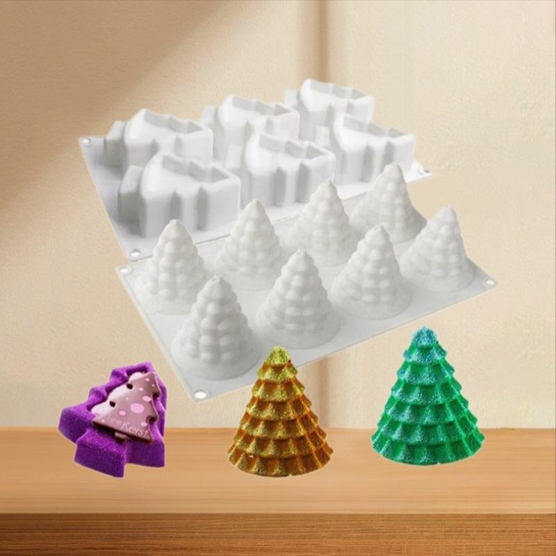 1 PC New 8 Even Christmas Tree Mousse Silicone Mold 6 Even Pine and Cypress Chocolate Mold Cake Decoration Mold Scented Candle Mold