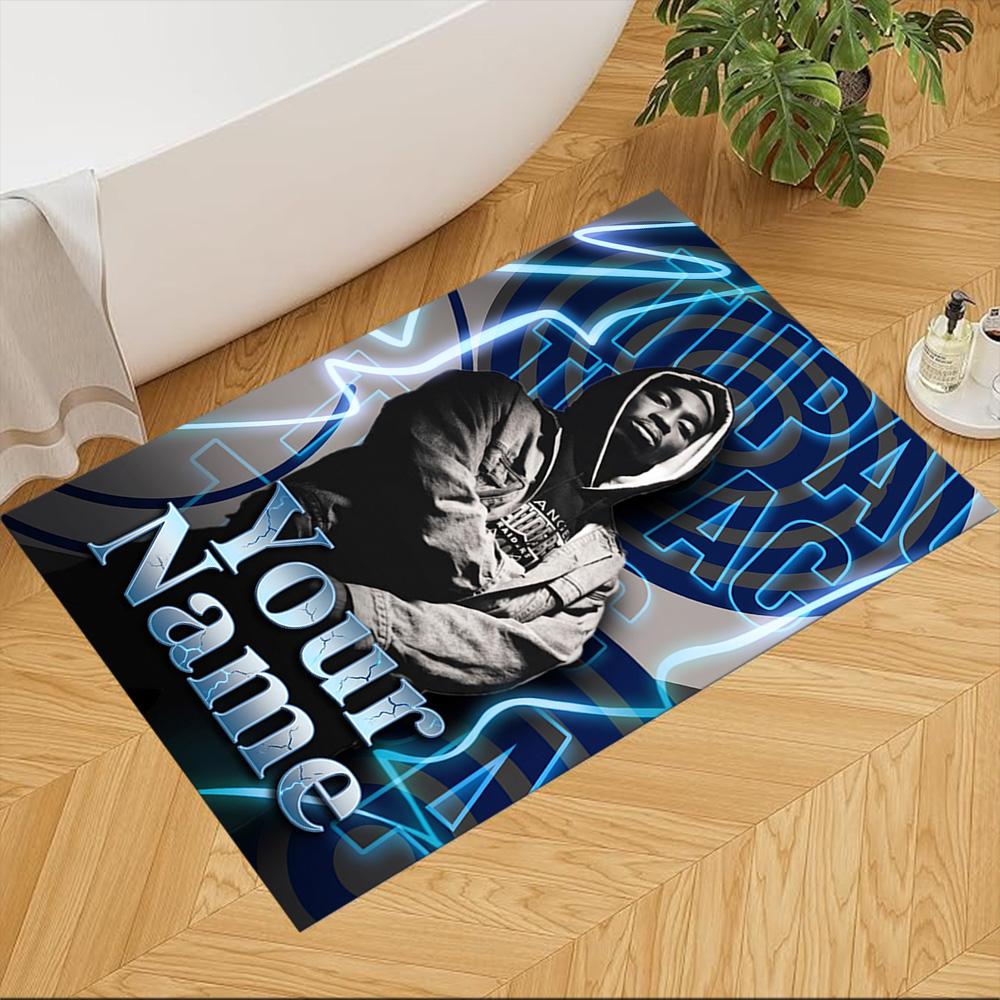 2pac Customize Text Carpet Design for Playrooms Living Rooms Balcony Hallway Anti-slip Rug Office Home Decor Best for Christmas