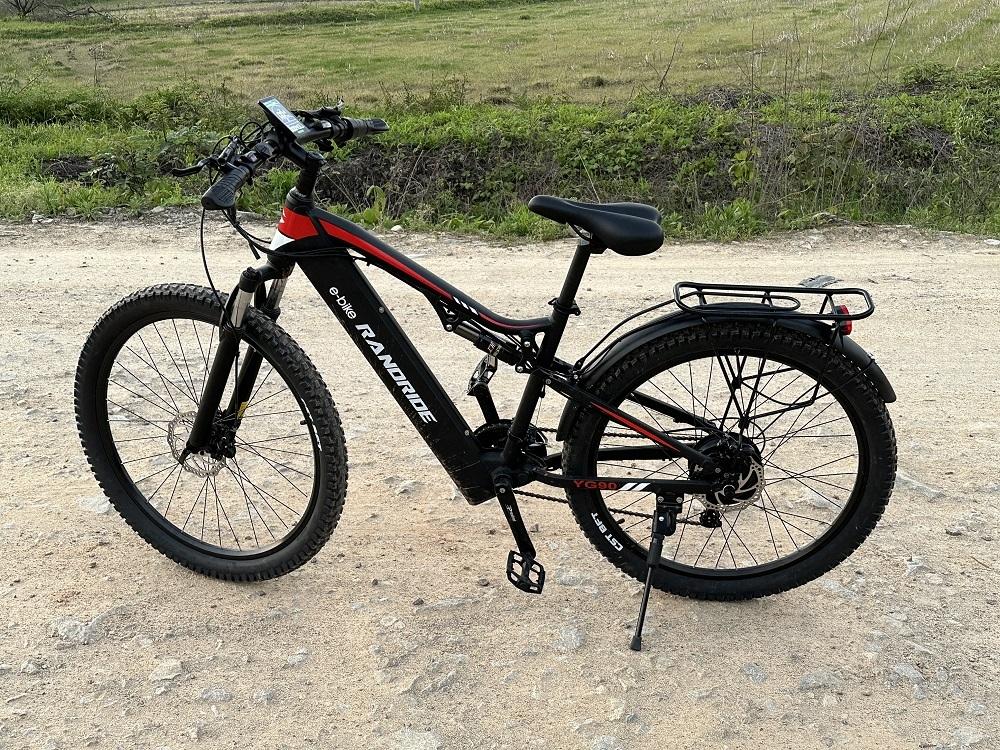 RANDRIDE YG90 Elektrofahrrad 1000 W 48 V 17 Ah Shimano hydraulische Bremse E-Bike mit Vollfederung, 21 Gängen, schaltfreiem Gepäckträger