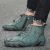 New Men's Quality Leather Ankle Boots Men Sneakers Outdoor Lace-Up Casual Shoes Fashion Winter Plus Velvet Casual Driving Boots