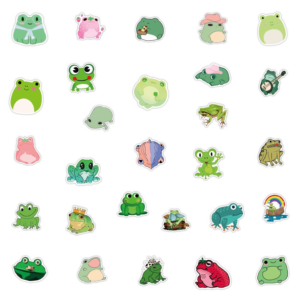 100 Waterproof, Removable Frog Graffiti Stickers for Notebooks, Scooters, and Suitcases