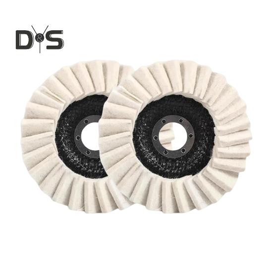 1/2/5 Stück 4,5 Zoll/5 Zoll Wollfilz-Lamellenpolierscheibe Wolle Rundpolier-Schwabbelscheibe Pad für Metall Marmor Stein Möbel Autowachs
