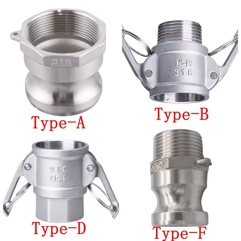 1/2" 3/4" 1" 2" - 4" NPT Female Male Type A B D F Cam Lock Groove 304/316 Stainless Steel Connector Pipe Fitting Water Gas Oil