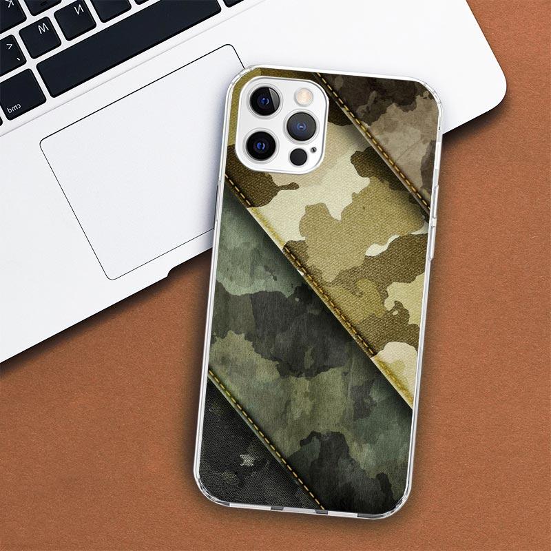Camouflage Military Phone Case For Apple iPhone 11 12 13 15 14 Pro 7 XR X XS Max 8 Plus + Mini SE Customized Print Soft Cover