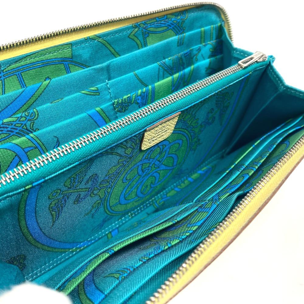HERMES Azap Long Silk-In Zip Around Long Wallet Leather yellow/Green