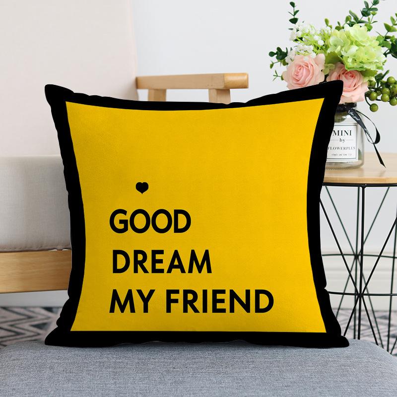 Nordic Modern Yellow Plush Throw Pillow Cover - Single-Sided Print Home Decor Cushion.