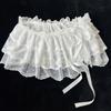 Three-layer Small Flower Ballet Style Underskirt Women Lace-up Small Fart Curtain Bow Sheer Tulle Overlapping Skirt