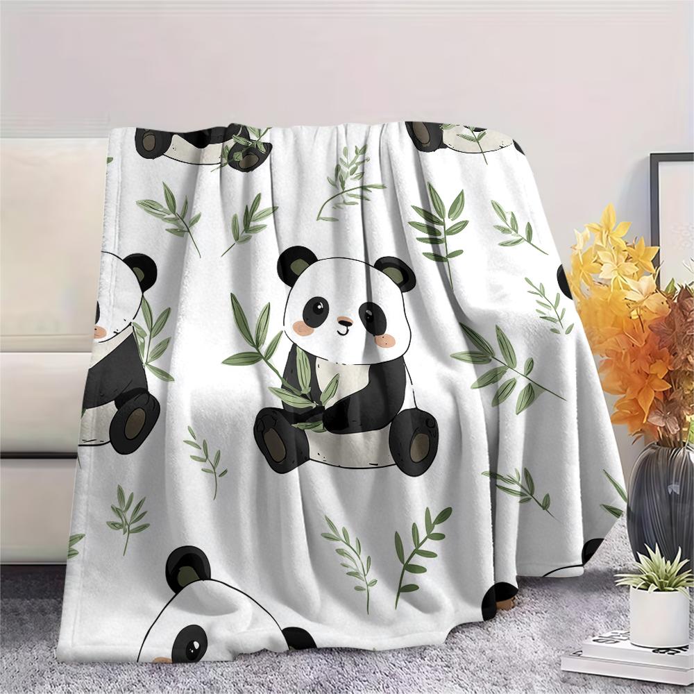 Panda Pattern Flannel Blanket, High Quality Comfortable for All Seasons, Home Decor, Warmth and Comfort, Perfect for Gifts.