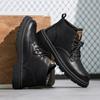 Fashion Round Toe Side Zipper Punk Boots British Style Mens High Top Shoes New Arrival Motorcycle Boots Simple Leather Ankle Boots Botas