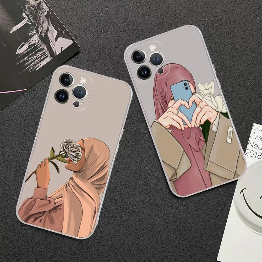 Muslim Arabic Hijab Girl For IPhone 17 16 16e 15 14 13 12 11 Pro Max Mini Plus Phone Case