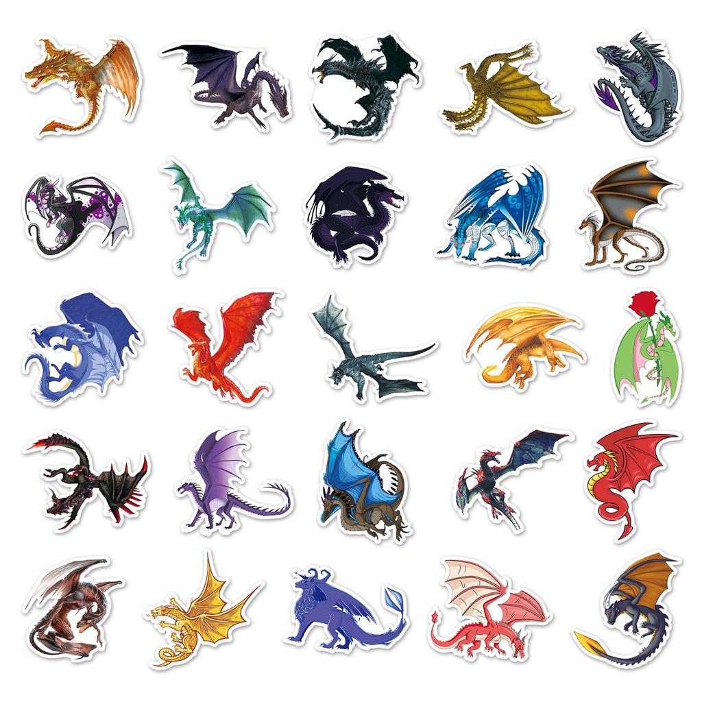50pcs Dragon Graffiti Cool DIY Stickers: Creative Animal Design for Skateboard, Phone Case, Luggage, Waterproof