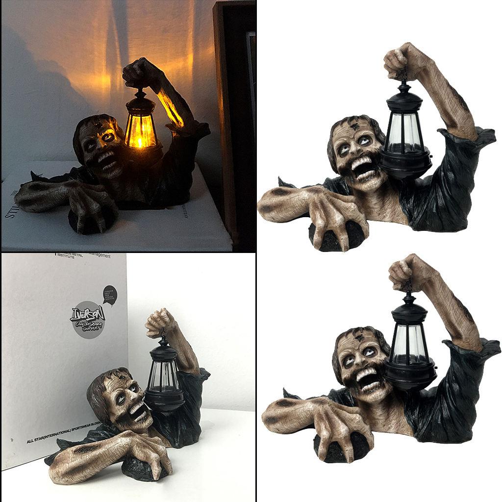 Satın alın 2x Garden Lawn Sculpture Realistic Zombie with Lantern Scary