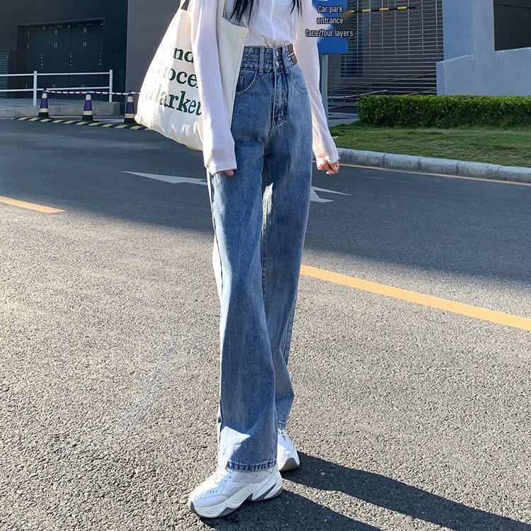Velvet Thicken High-Waisted Wide-Leg Jeans for Women - Winter 2025 Collection, Loose Straight-Leg, Floor-Length Pants