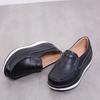 Genuine Leather Wedges Heels Shoes Fashion 5cm Platform Shoes Women Non-slip Walking Loafers