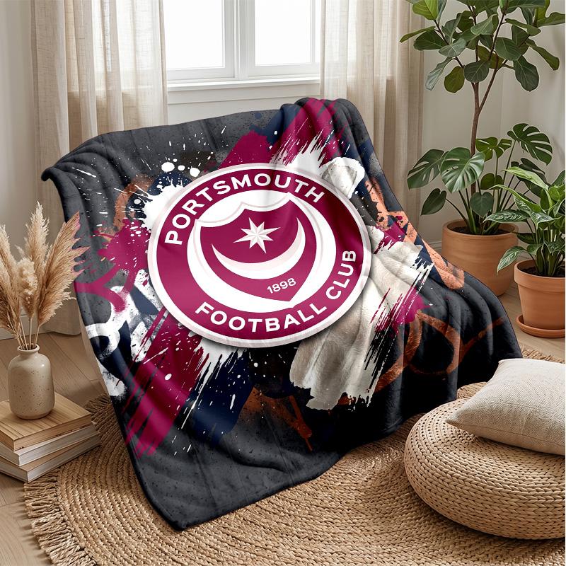 Coperta Morbida in Pile Flanella Portsmouth FC Leggera Accogliente Calda Coperta da Lancio per Divano Letto Decorazione Casa